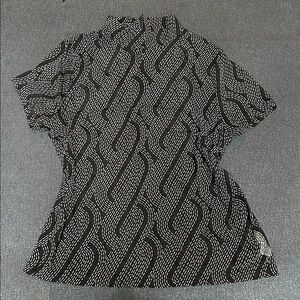 CAbi Black and White Swirl Mesh Blouse